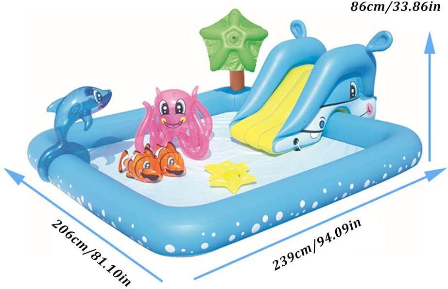 AQUARIUM Centre de jeu gonflable avec toboggan à l'eau, Piscine gonflable Aquarium