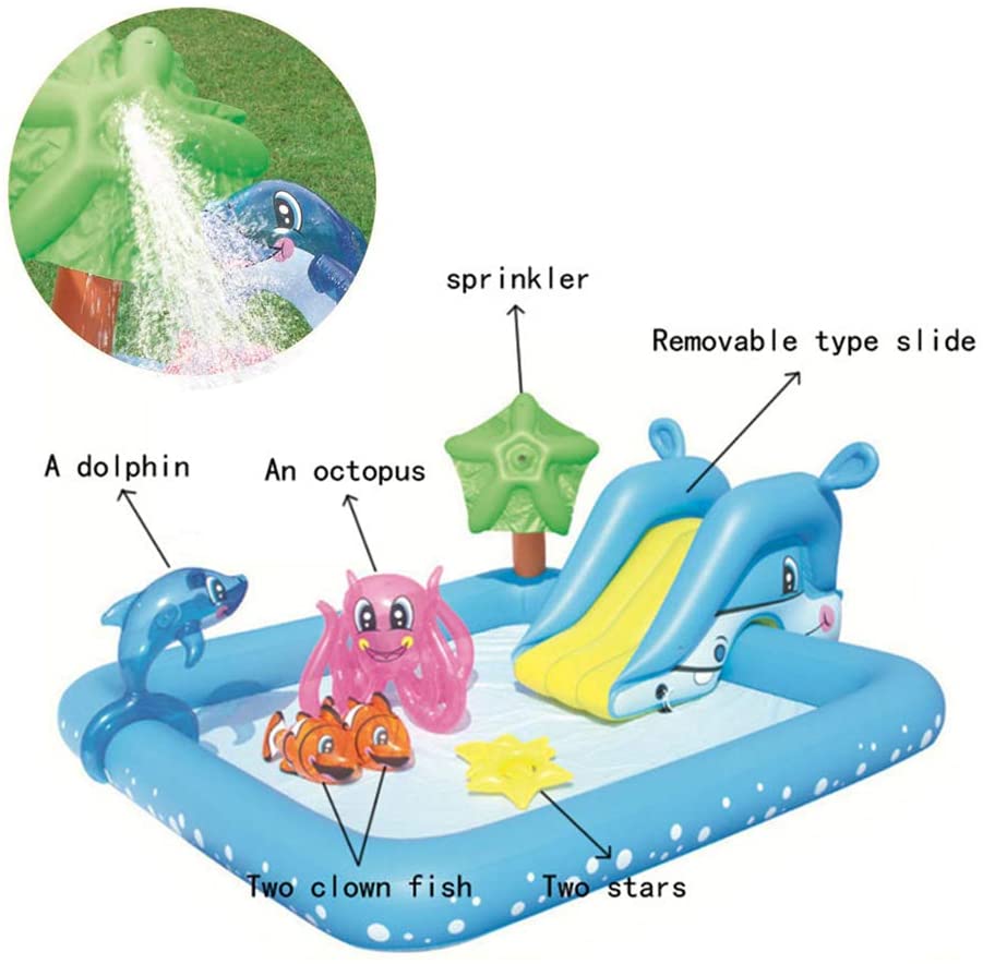 AQUARIUM Centre de jeu gonflable avec toboggan à l'eau, Piscine gonflable Aquarium