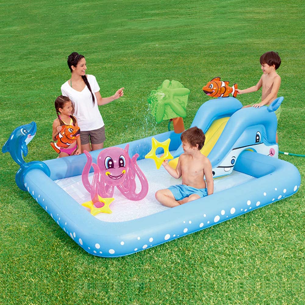 AQUARIUM Centre de jeu gonflable avec toboggan à l'eau, Piscine gonflable Aquarium