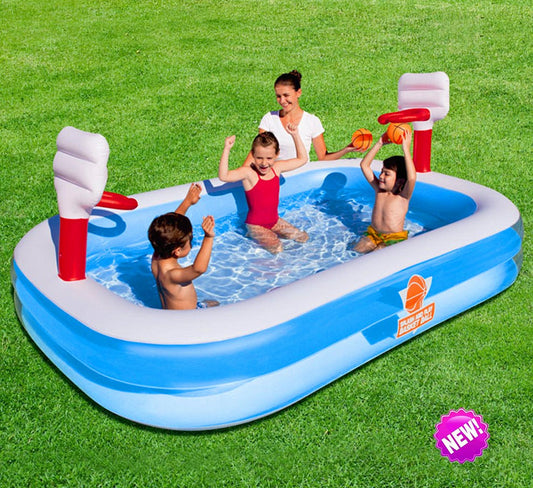 BASKETBALL Centre de jeu gonflable avec toboggan à l’eau, piscine gonflable