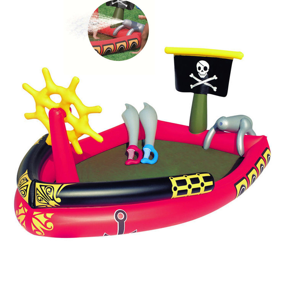 $49! PIRATE SHIP Inflatable Play Center with Water Slide, Inflatable Pool