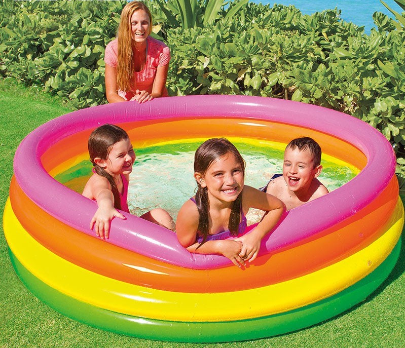 BAGUE ARC-EN-CIEL Centre de jeu gonflable avec toboggan à l’eau, piscine gonflable