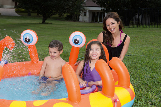 CRABE Centre de jeu gonflable avec toboggan à l’eau, piscine gonflable