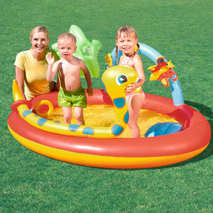 AIRE DE JEUX Centre de jeu gonflable avec toboggan à l’eau, piscine gonflable