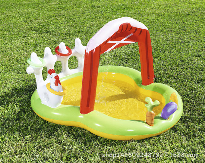 FERME Centre de jeu gonflable avec toboggan à l’eau, piscine gonflable