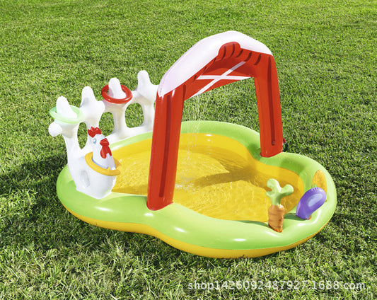 FERME Centre de jeu gonflable avec toboggan à l’eau, piscine gonflable