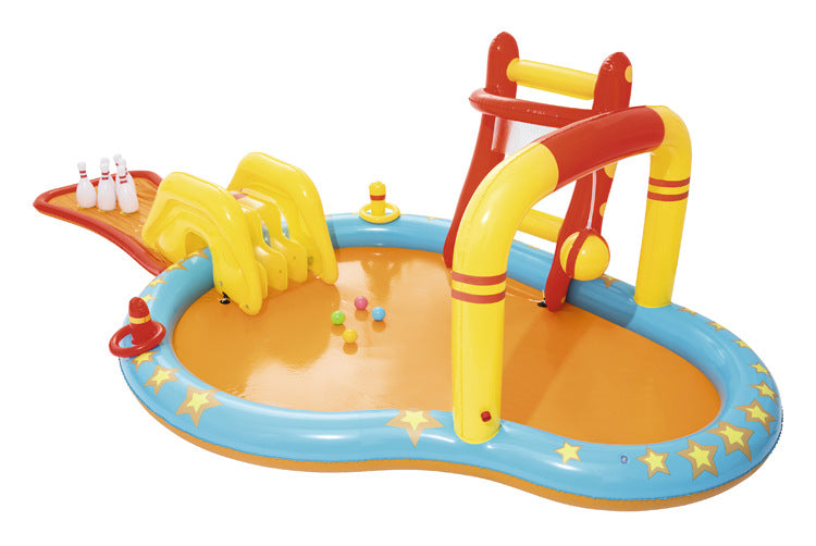 BOWLING Centre de jeu gonflable avec toboggan à l’eau, piscine gonflable