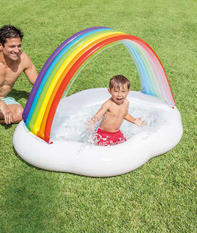 ARC EN CIEL Centre de jeu gonflable avec toboggan à l’eau, piscine gonflable
