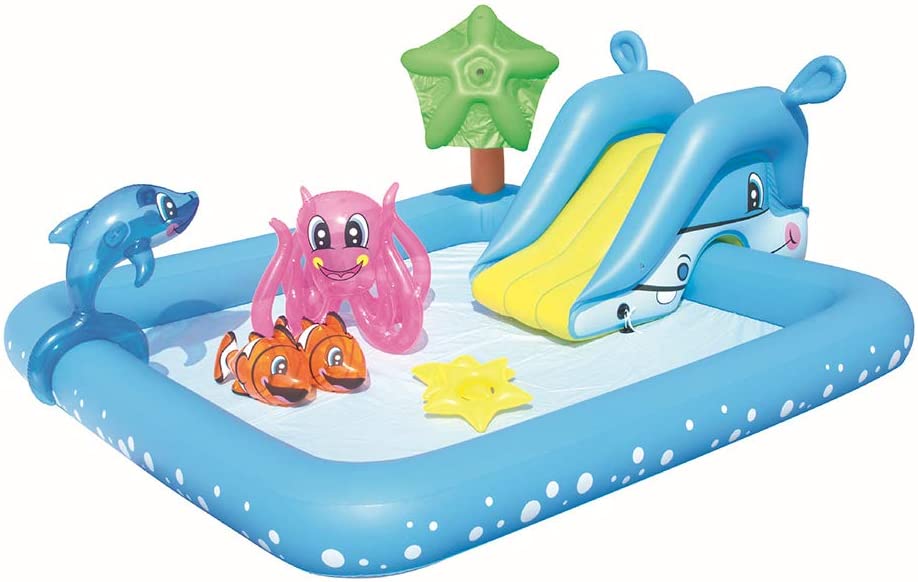 $69! AQUARIUM Inflatable Play Center with Water Slide, Inflatable Aquarium Pool 
