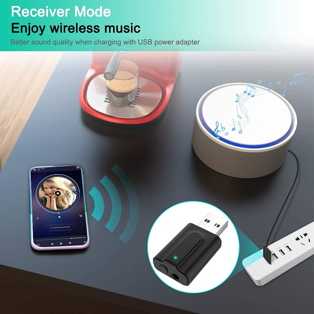 Transmetteur Bluetooth sans fil Bluetooth 5.0 pour tv téléphone pc stéréo  audio musique usb adaptateur