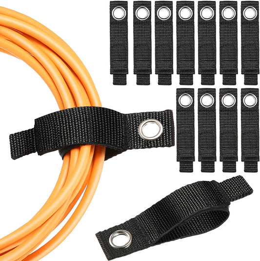 12 Pieces Extension Cord Organizer Extension Cord Holder Nylon Heavy Duty Storage Straps Adjustable Hook and Loop Cinch Straps for Power Cables Hoses Ropes Organization (S)