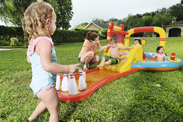 $79! BOWLING Inflatable play center with water slide, inflatable pool