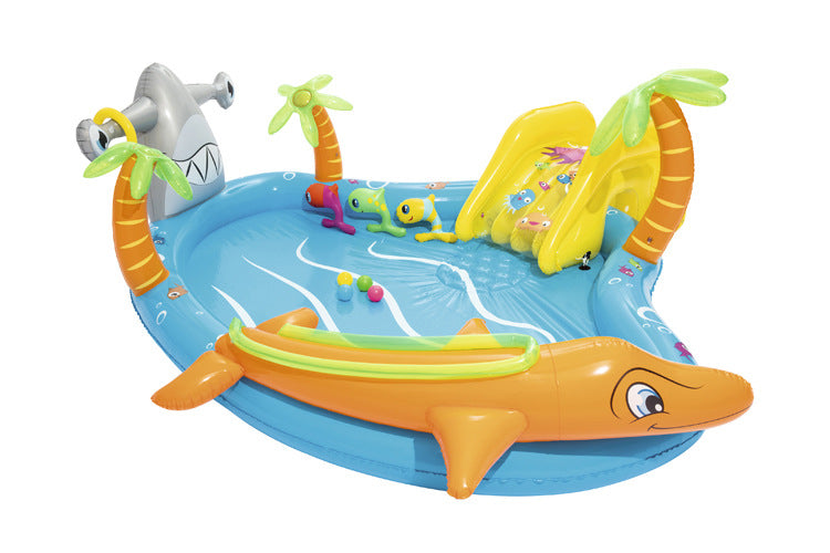 OCEAN Centre de jeu gonflable avec toboggan à l’eau, piscine gonflable